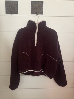 Old Navy Dark Brown Plush Half-Zip Sherpa Pullover